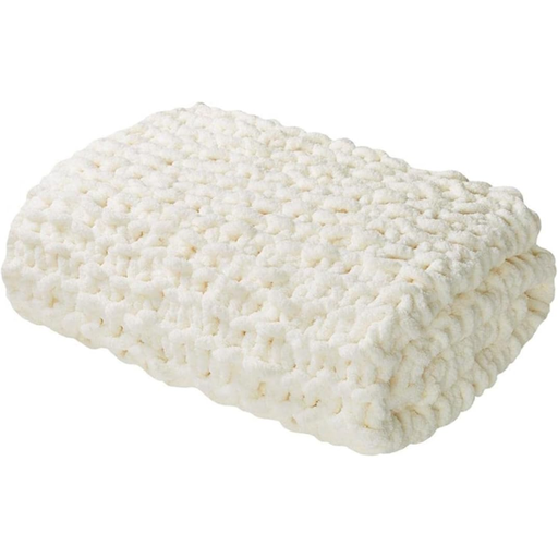 [177992-TT] Chenille Chunky Knit Throw Ivory