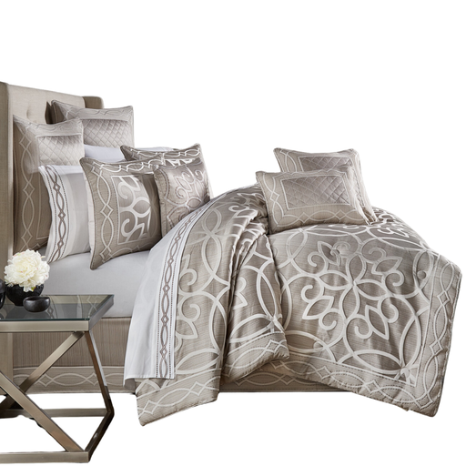 [178007-TT] Deco Comforter Set Silver Queen 4pc