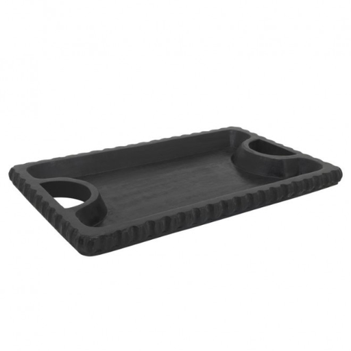 [178157-TT] Scalloped Edge Tray Black 25in