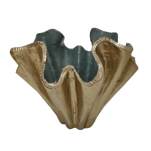 [178158-TT] Gannon Wave Bowl Aqua and Gold 17in