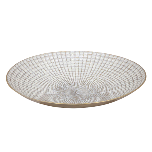 [178160-TT] Ivory Champagne Metal Centerpiece 18in