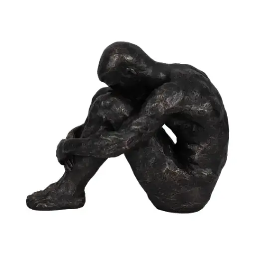 [178170-TT] Sitting Man Figurine Bronze 16in