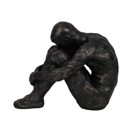 [178171-TT] Sitting Man Figurine Bronze 9in