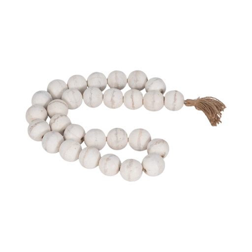 [178172-TT] Wood Bead Garland White 32in
