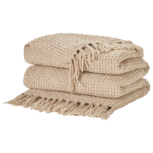 [178226-TT] Waffle Weave Throw Beige 50x60in