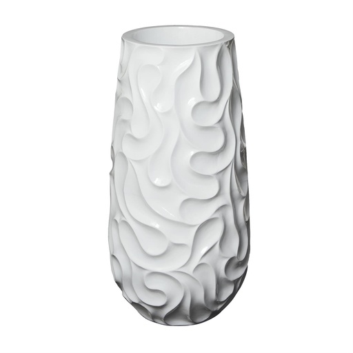 [178285-TT] Wave Resin Floor Vase White 37in