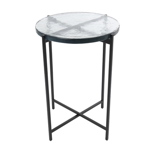 [178286-TT] Textured Glass Side Table 16x24in