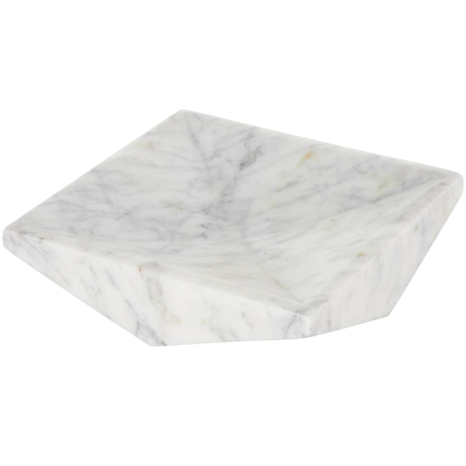 [178292-TT] White Marble Geometric Tray 10in