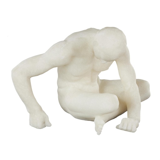[178294-TT] Sitting Man Sculpture White 12in