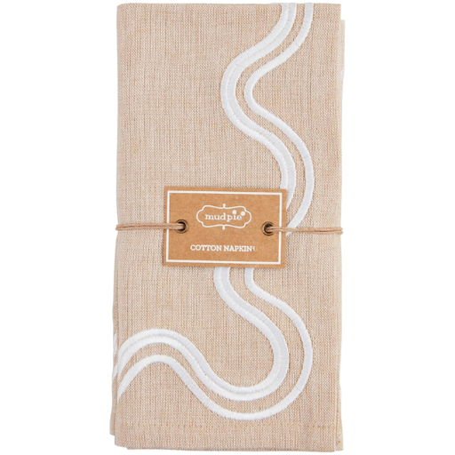 [178379-TT] Chambray Swirl Napkin Taupe & White 18x18in