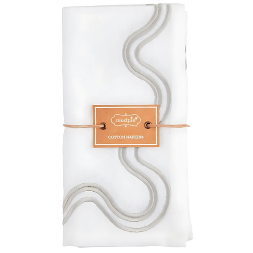 [178378-TT] Chambray Swirl Napkin White & Grey  18x18in