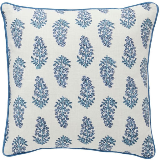 [178359-TT] Dianthus Blue Floral Pillow 20x20in