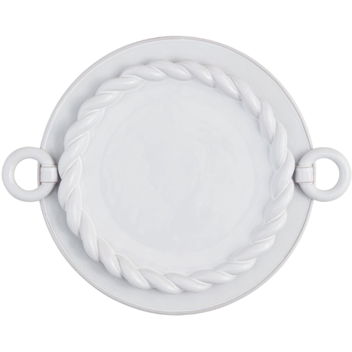 [178375-TT] Glazed Terracotta Twisted Handle Round Platter Set  2pc 11in