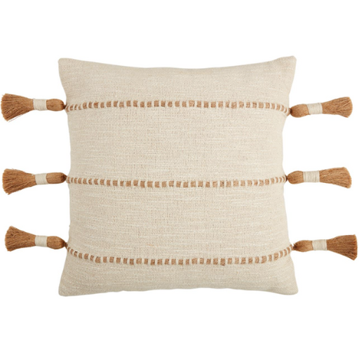 [178354-TT] Jute Woven Tassel Pillow Square 18x18in