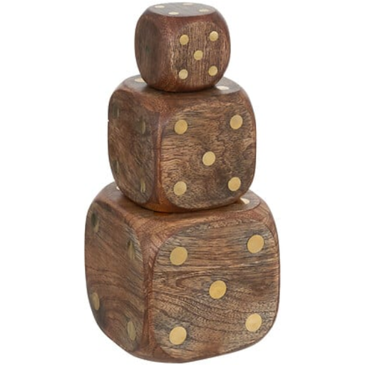 [178496-TT] Roger Decorative Dice Mango Wood 3pc