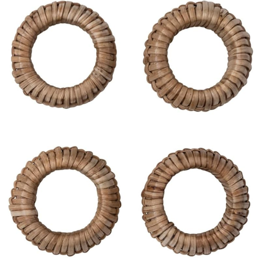 [178549-TT] Hand-Woven Rattan Napkin Rings 4pc