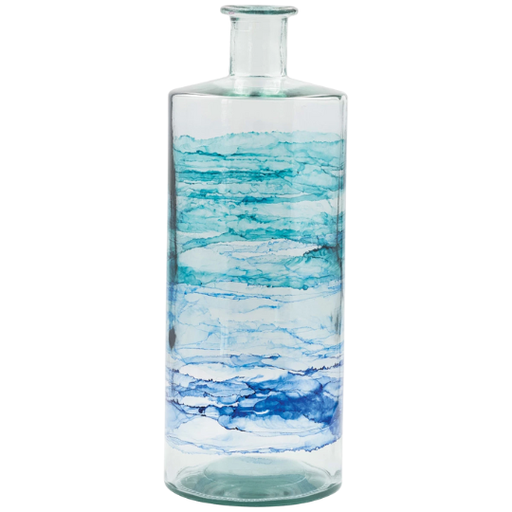 [178553-TT] Blue Ombre Recycled Glass Vase 6x16in
