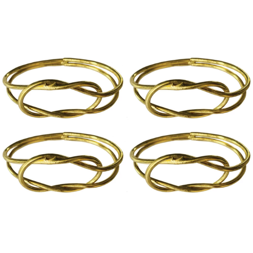 [178559-TT] Twisted Knot Napkin Rings Gold 4pc