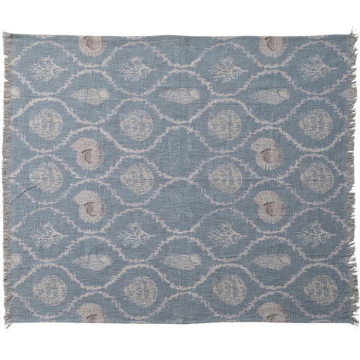 [178567-TT] Coastal Pattern Cotton Throw Blue 60x50in