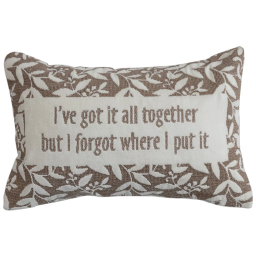 [178580-TT] Embroidered Lumbar Pillow "Together" 9x14in