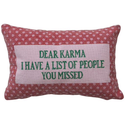 [178583-TT] Embroidered Lumbar Pillow "Dear Karma" 9x14in