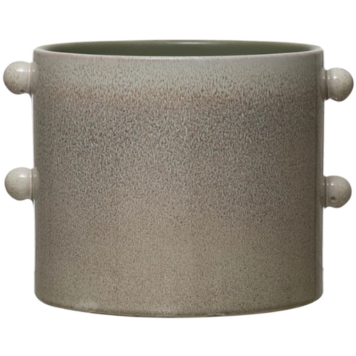 [178546-TT] Reactive Glaze Stoneware Planter Cream 8x7in