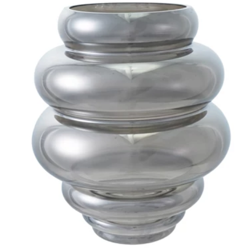 [178542-TT] Bubble Glass Vase Chrome Finish 9in