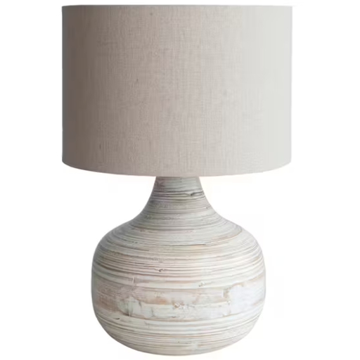 [178547-TT] Whitewashed Bamboo Table Lamp 21in