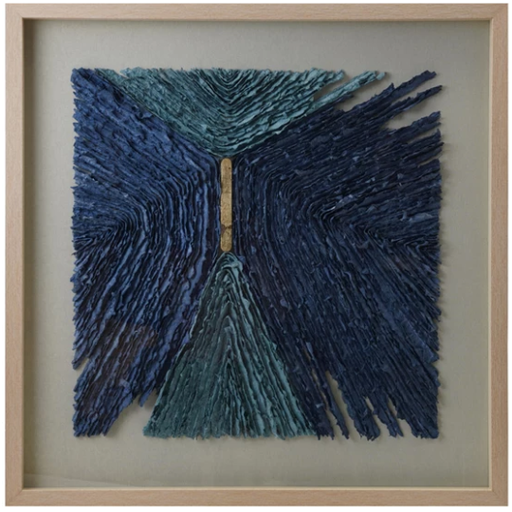 [178536-TT] Paper Art Shadow Box Wall Décor Blue & Gold 31.5x31.5in