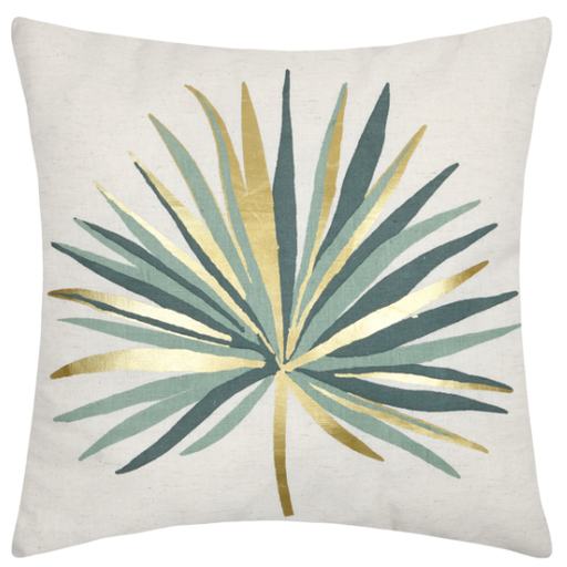 [178687-TT] Casablanca Pillow Green & Gold Palm 16x16in