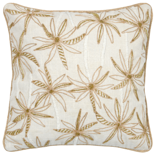 [178688-TT] Casablanca Pillow Gold Palms 16x16in