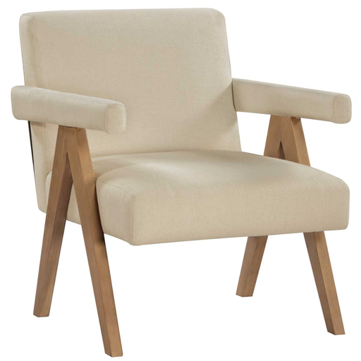 [178708-TT] Helen Accent Chair Cream Fabric with Light Chestnut