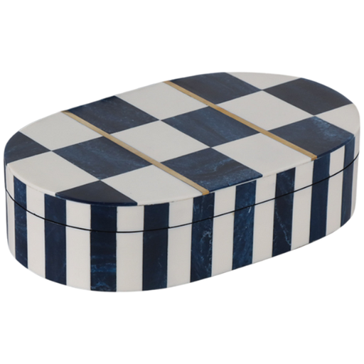 [178728-TT] Oval Checkered Box Blue 12in
