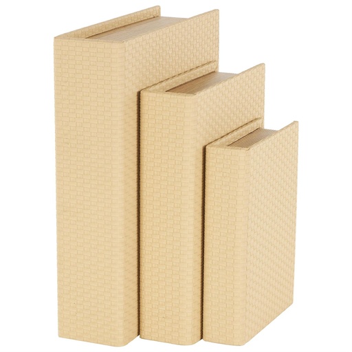 [178781-TT] Faux Leather Book Boxes Cream 3pc