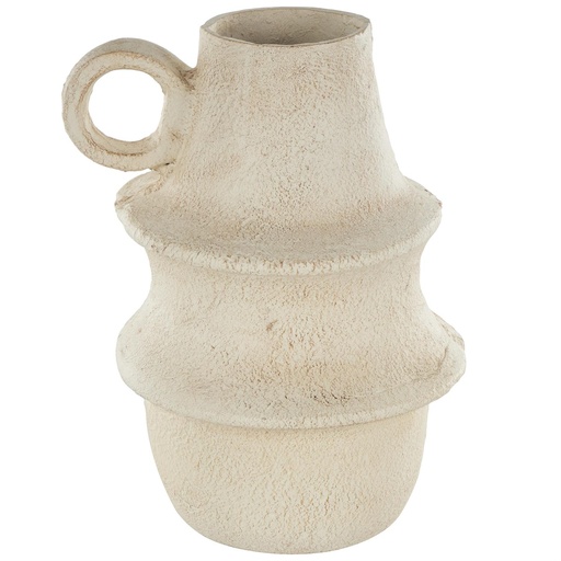 [178783-TT] Paper Mache Fluted Vase Cream 12x14in