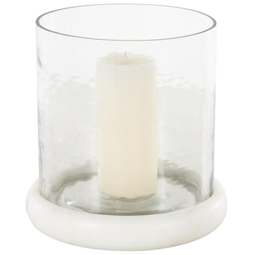 [178790-TT] Hammered Glass Candle Holder With Marble Base 9in