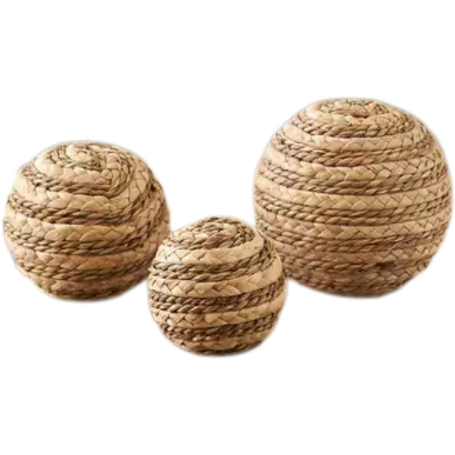 [178800-TT] Braided Seagrass Decorative Orbs 3pc