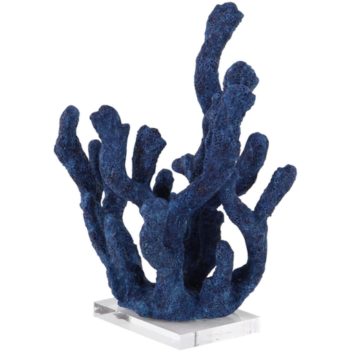 [160397-TT] Blue Coral Sculpture With Acrylic Base 10x13in