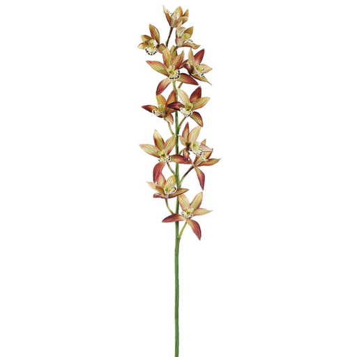 [178823-TT] Cymbidum Orchid Spray Rust Yellow 38in