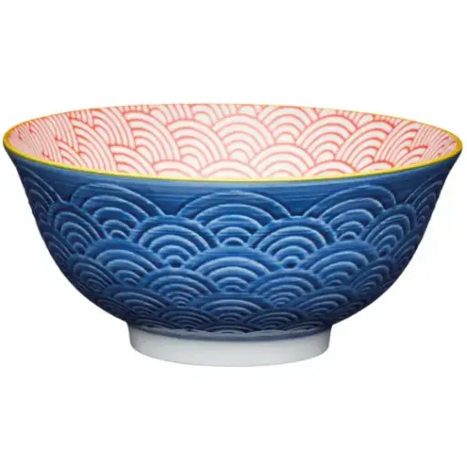 [178960-TT] Glazed Stoneware Bowl Blue Arc 6in