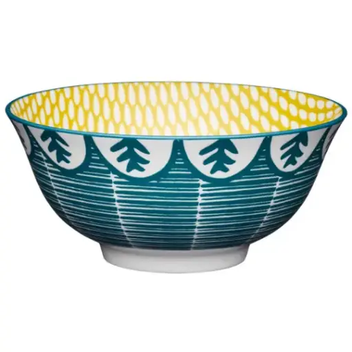 [178962-TT] Glazed Stoneware Bowl Leafy Green 6in