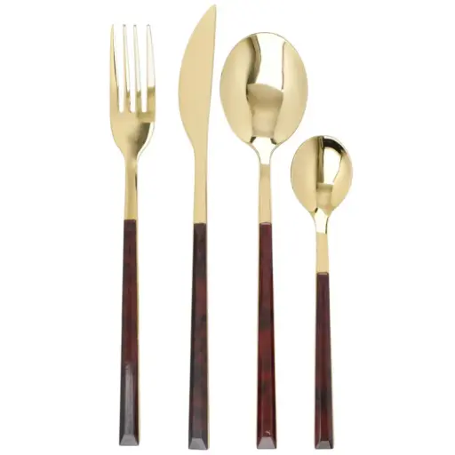 [178970-TT] Tortoiseshell Flatware Set 16pc