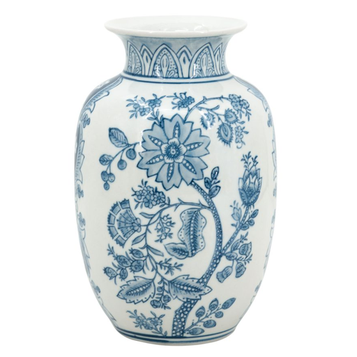 [179118-TT] Floral Vase Blue & White 8.7in