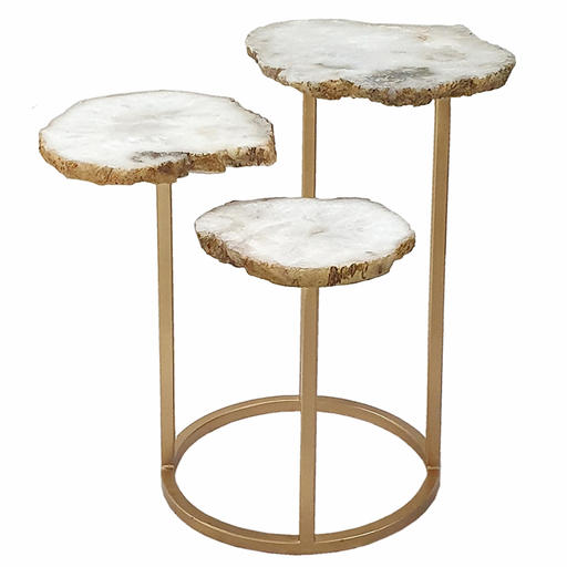 [179130-TT] Agate Multi Top Side Table Gold 12x18in