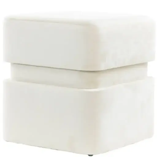 [179502-TT] Piazza Velvet Pouf Beige 16in