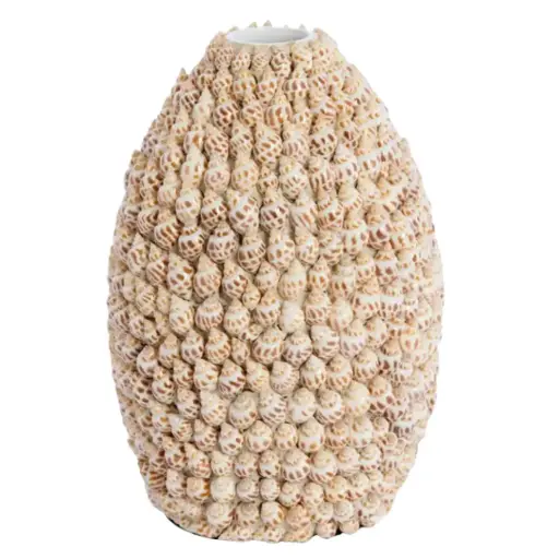 [179513-TT] Ceramic Shell Vase Cream 11in