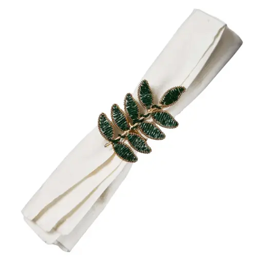 [179634-TT] Beaded Leaf Napkin Ring