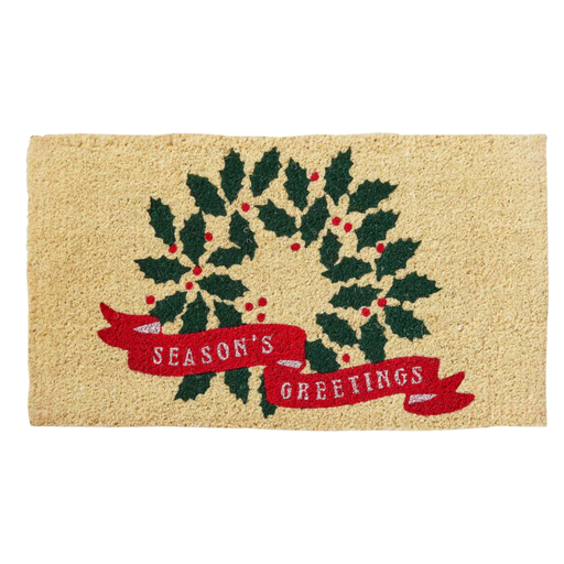 [179636-TT] Season's Greetings Wreath Coir Mat