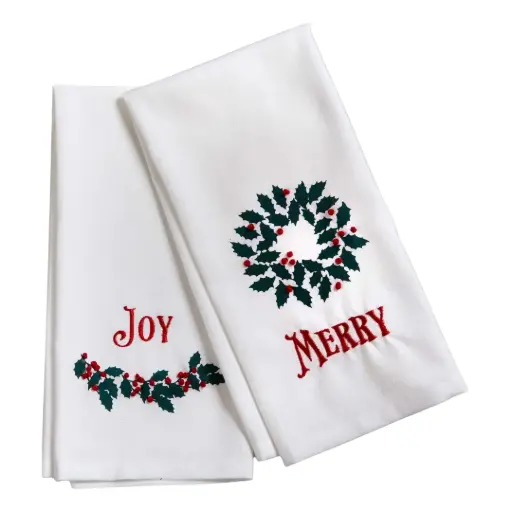 [179639-TT] Merry and Joy Guest Towel 2pc