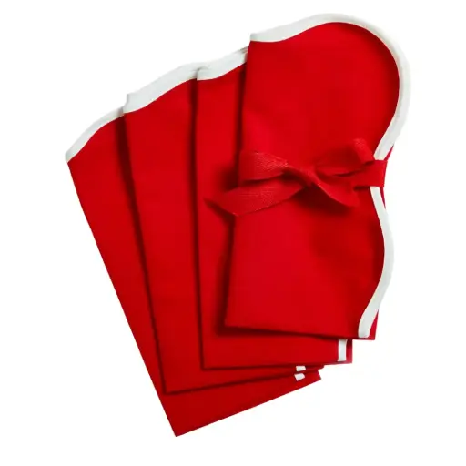 [179640-TT] Scallop Napkin Red 4pc